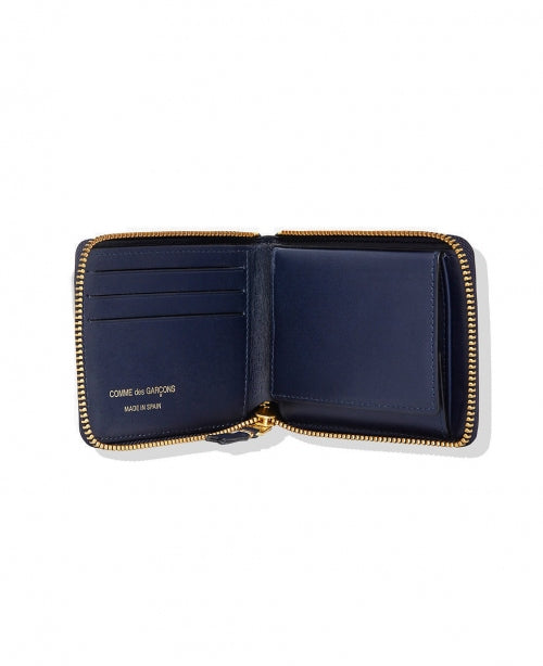 Navy Mini Square Leather Wallet