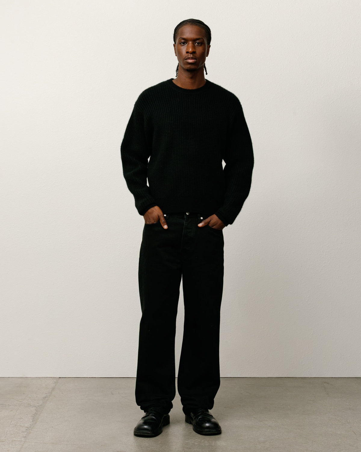 Black Waffle Cashmere Sweater