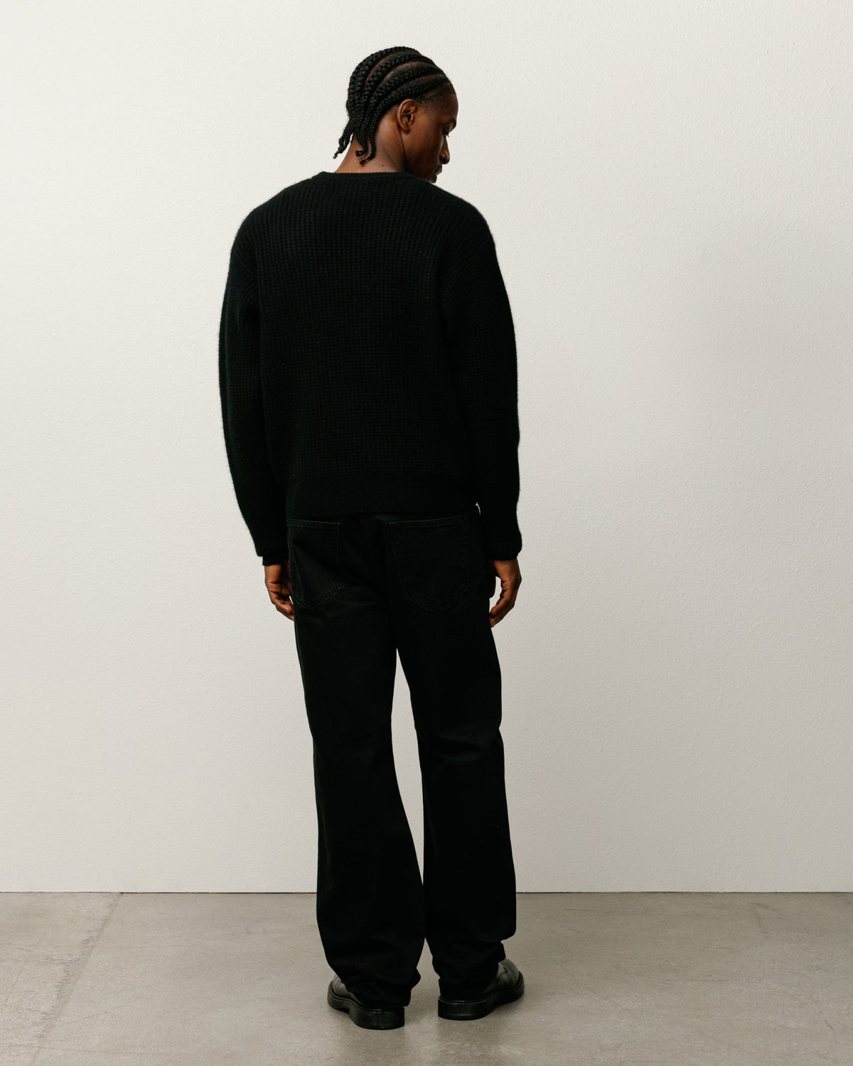 Black Waffle Cashmere Sweater