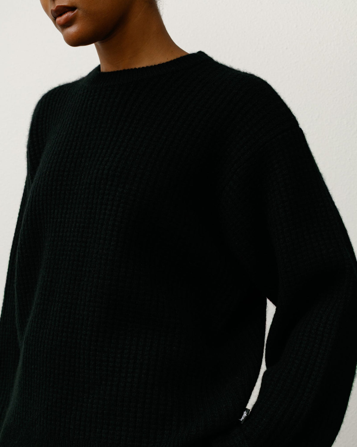 Black Waffle Cashmere Sweater