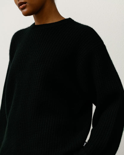 Black Waffle Cashmere Sweater