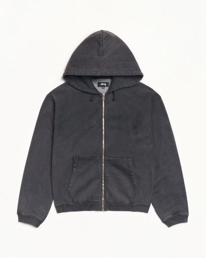 Washed Black Graphic Zip Hood