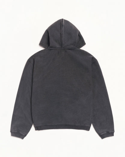 Washed Black Graphic Zip Hood
