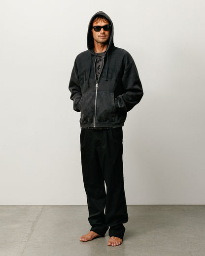 Washed Black Graphic Zip Hood