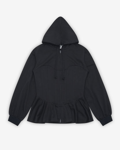 Black Corset Hooded Top
