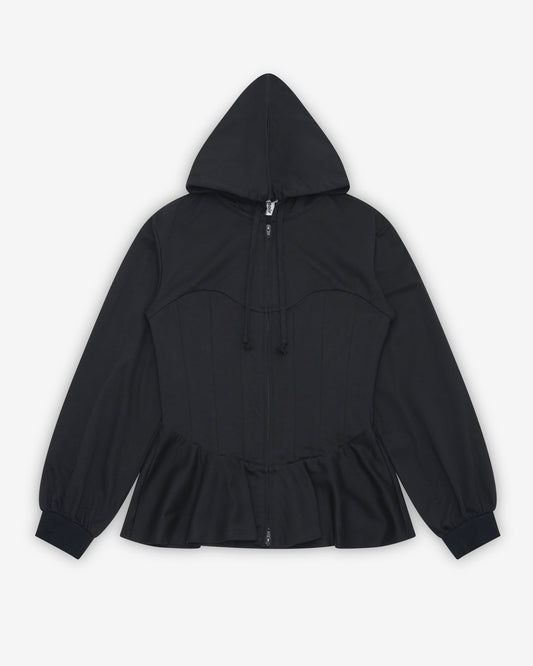 Black Corset Hooded Top