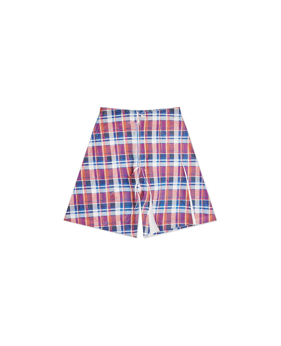 Checked Polyester Shorts