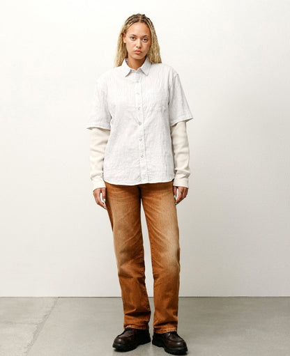Beige Wavy Striped Shirt