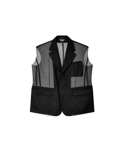 Black Sheer Sleeveless Jacket