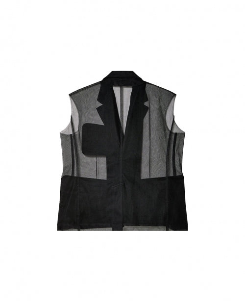 Black Sheer Sleeveless Jacket
