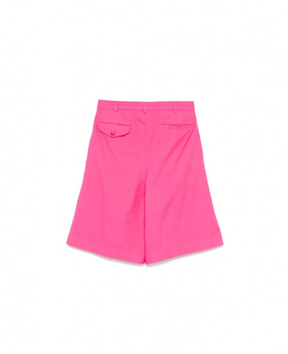 Pink Wide Polyester Shorts