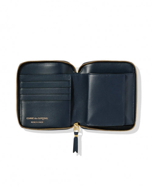 Navy Square Leather Wallet