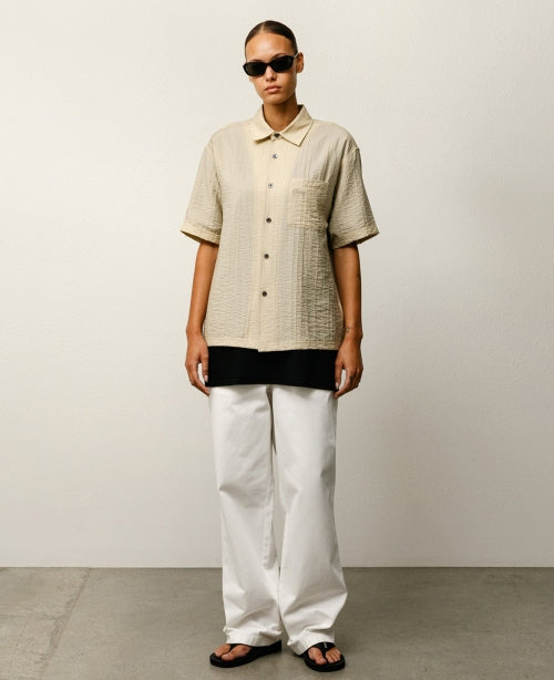 Tan Pleated Shirt