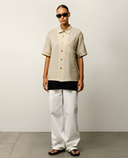 Tan Pleated Shirt