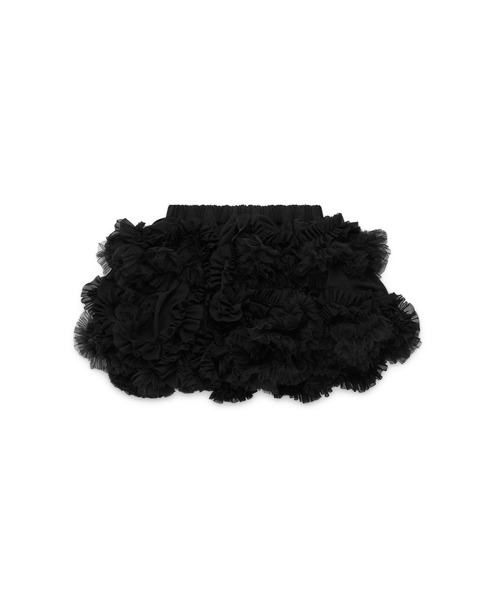 Black Ruffles Short Skirt