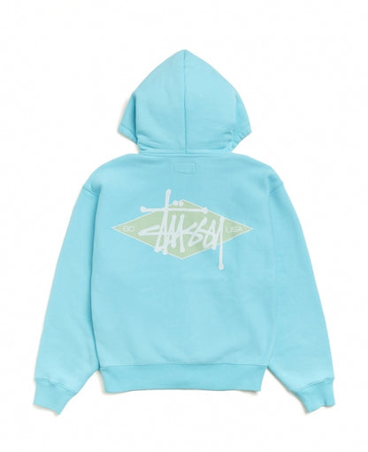 Teal Diamond Zip Hood
