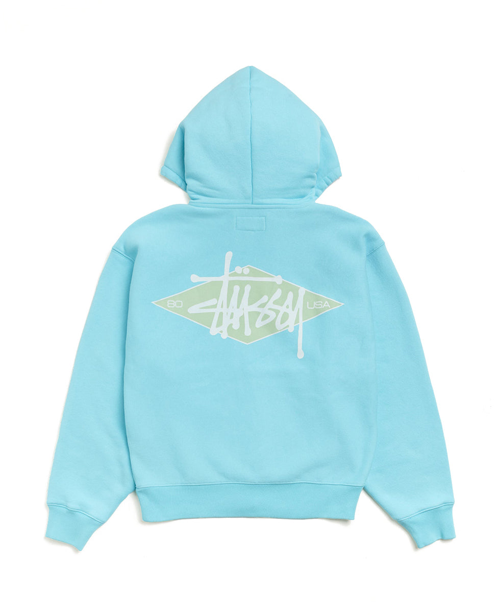 Teal Diamond Zip Hood