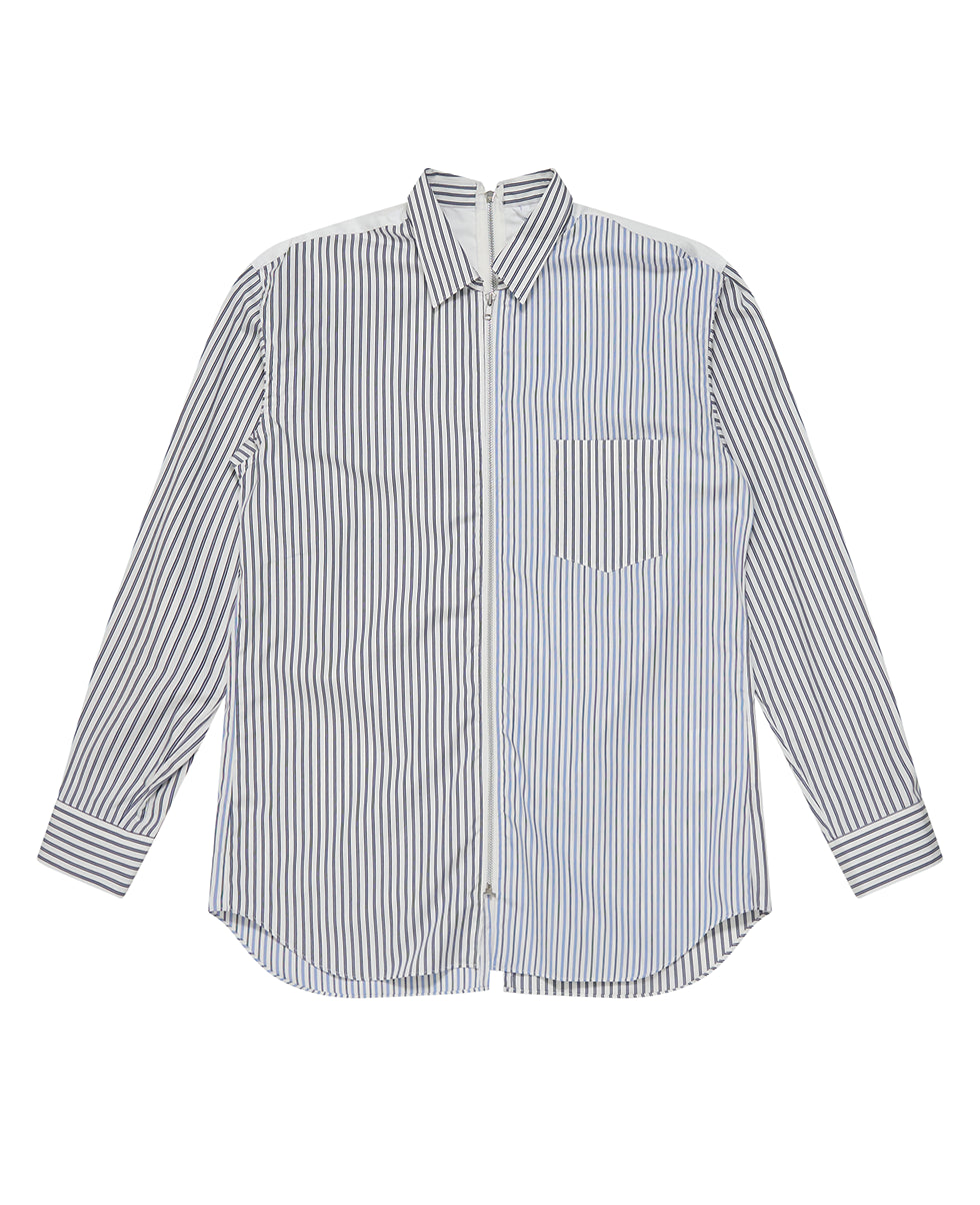 Zip Striped Cotton Shirt