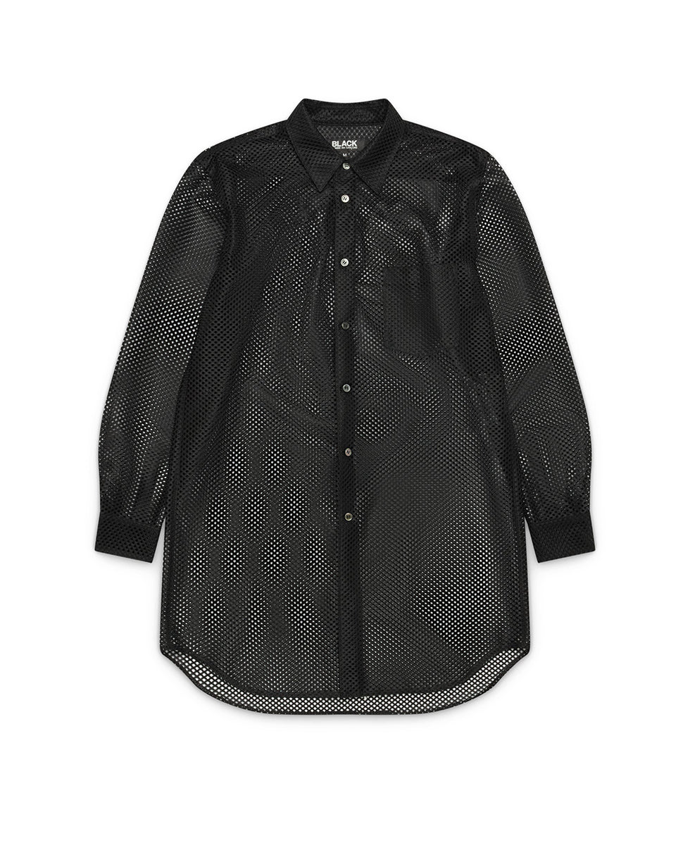 Black Mesh Polyester Shirt