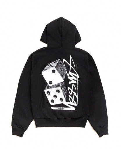 Black Tall Dice Zip Hood