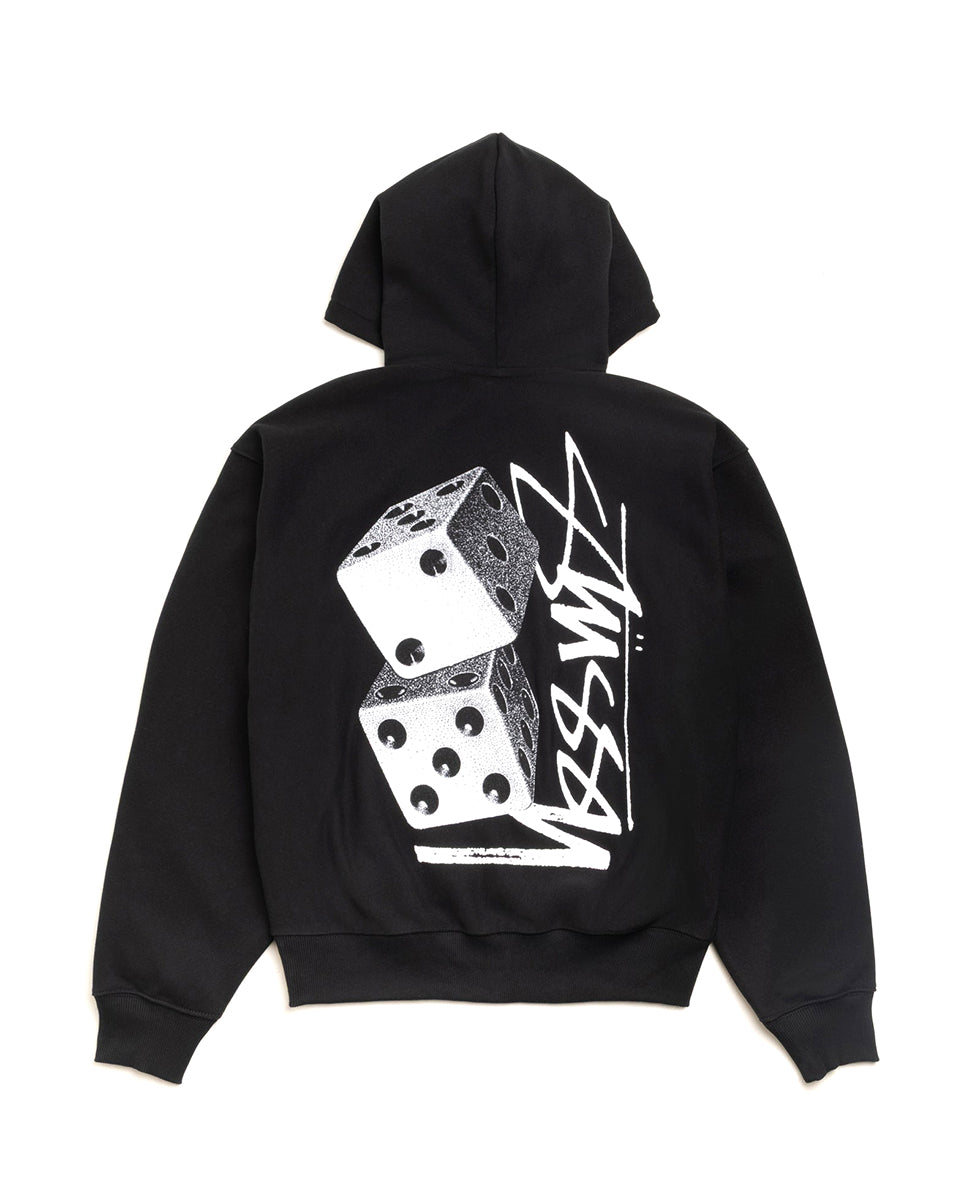 Black Tall Dice Zip Hood