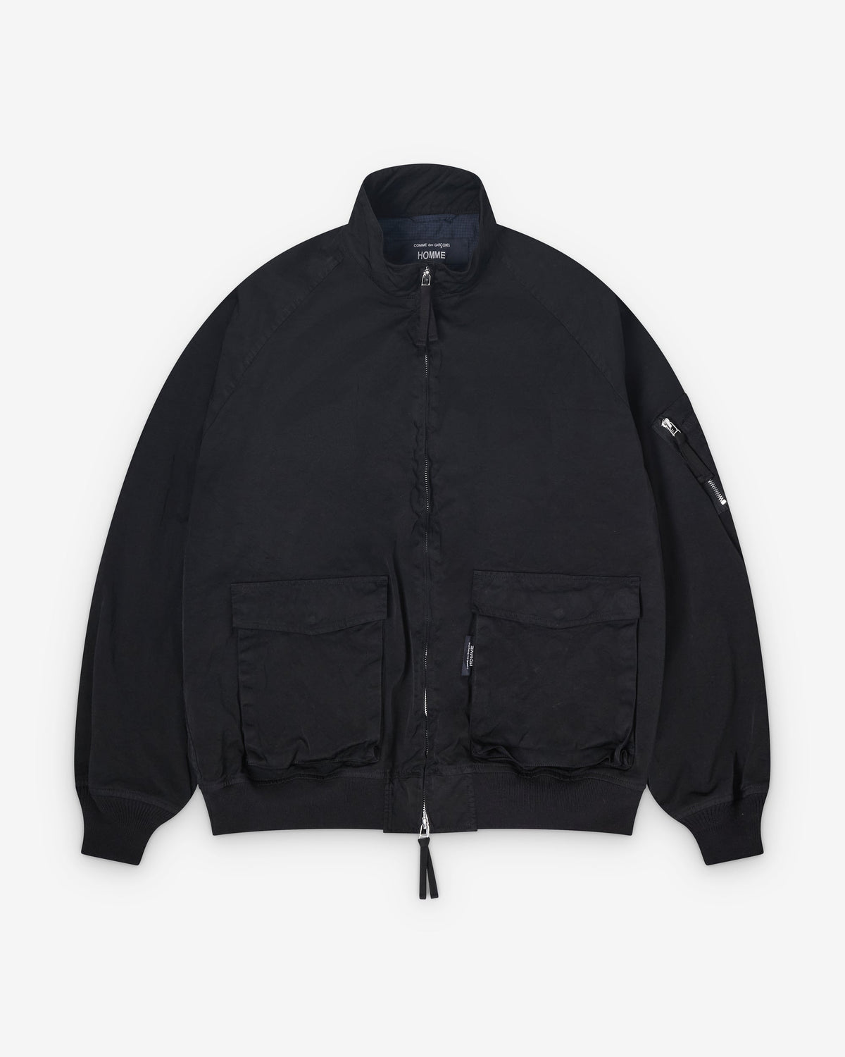 Black Boiled Polyester Bomber Jacket