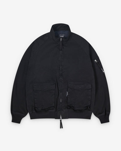Black Boiled Polyester Bomber Jacket