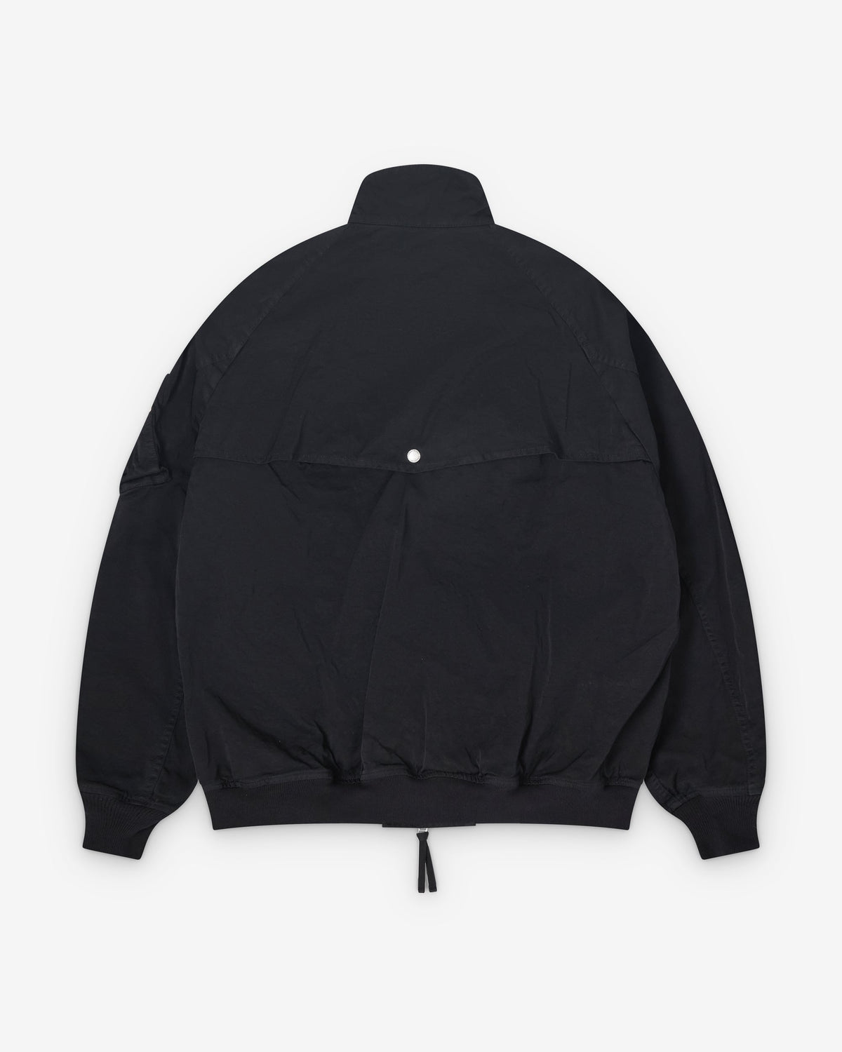 Black Boiled Polyester Bomber Jacket