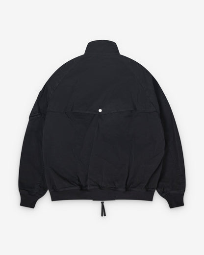 Black Boiled Polyester Bomber Jacket