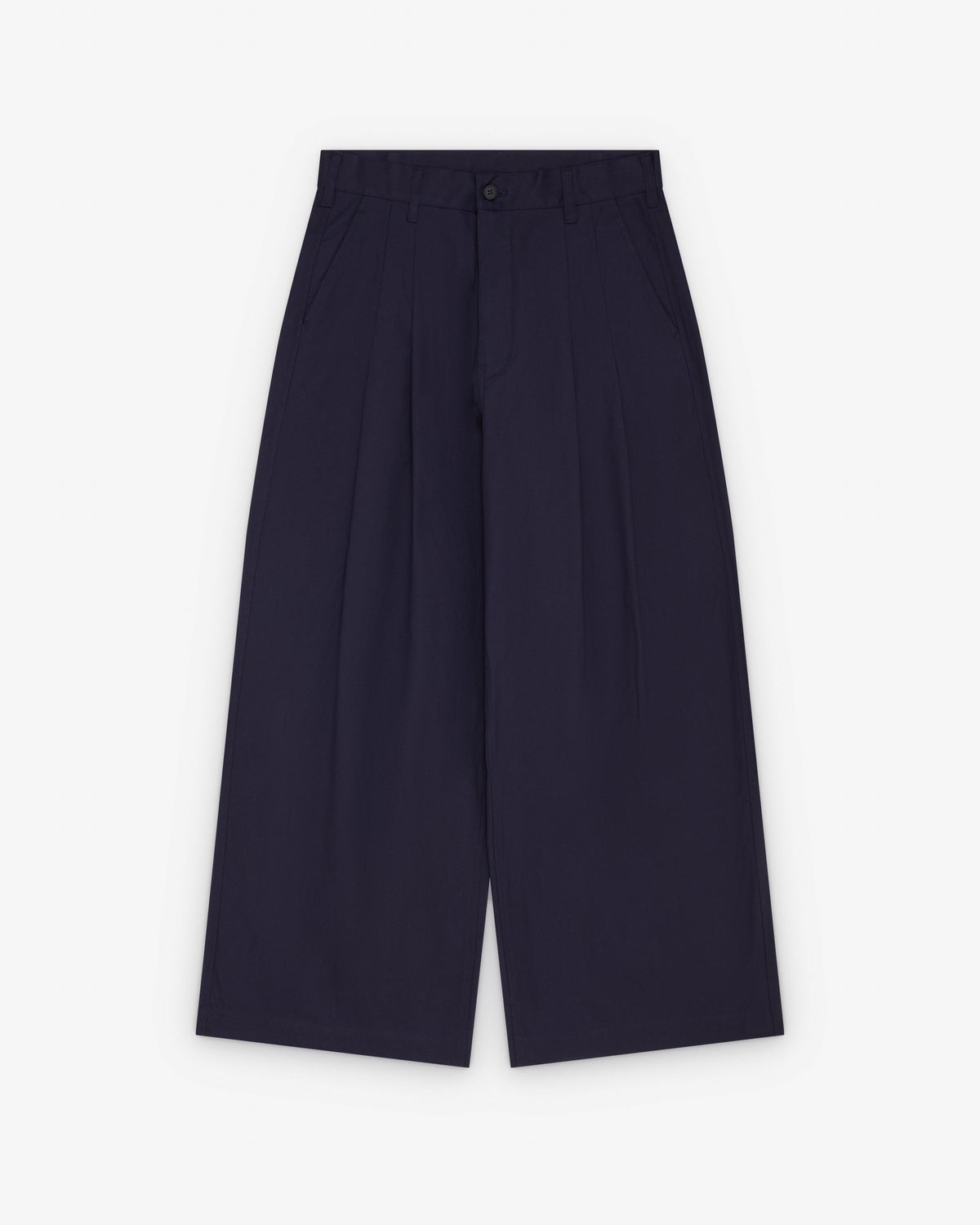 Navy Pleated Wide Leg Trousers