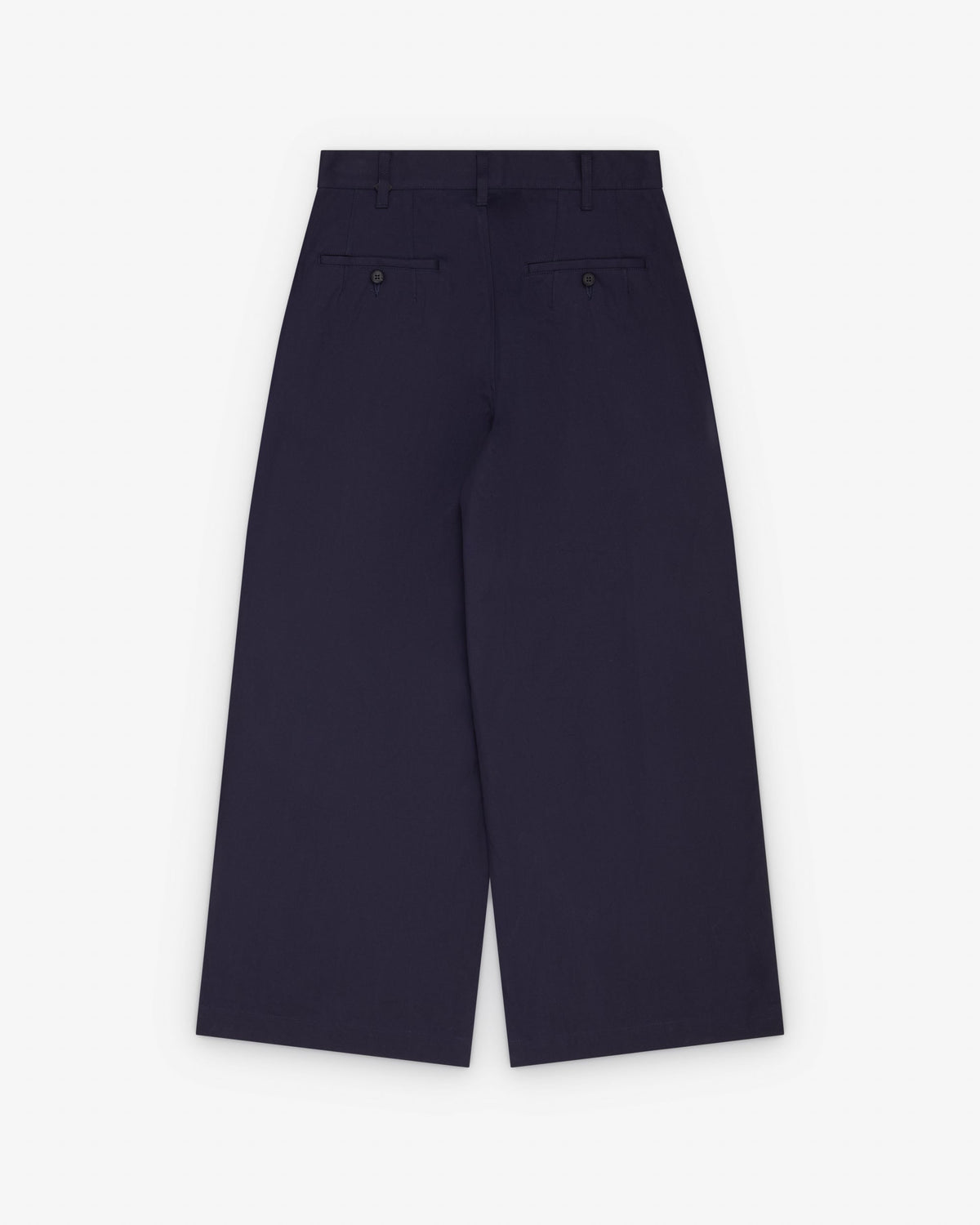 Navy Pleated Wide Leg Trousers