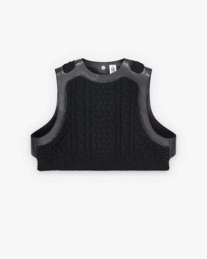 Black Wool Croped Vest