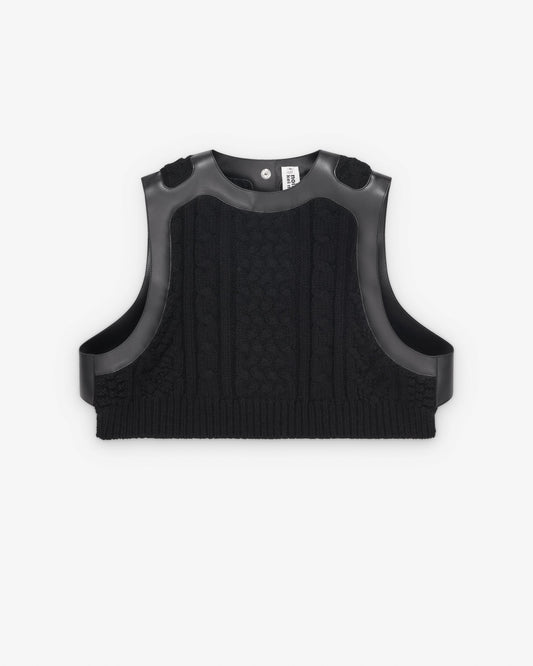Black Wool Croped Vest