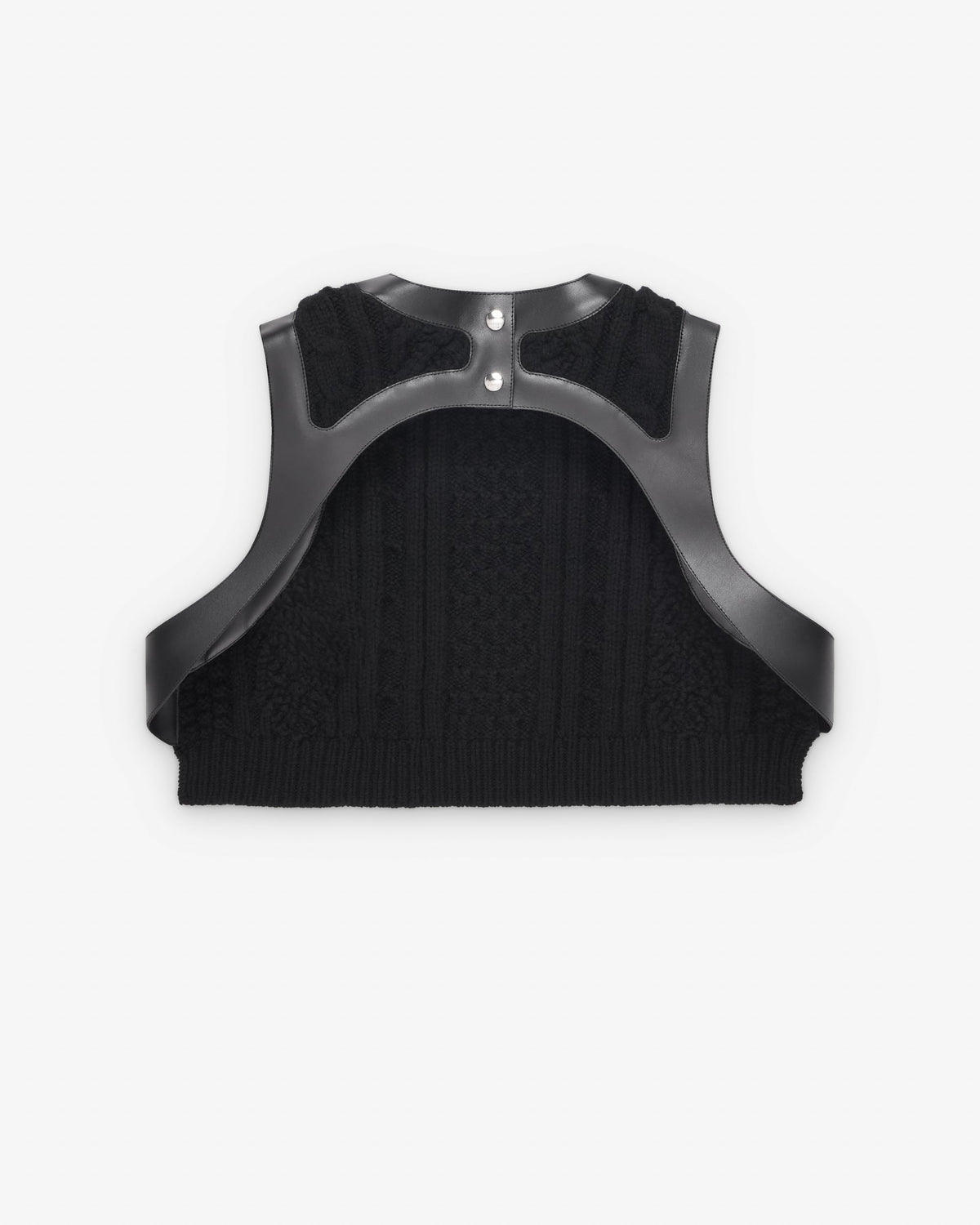 Black Wool Croped Vest