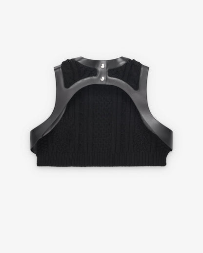 Black Wool Croped Vest