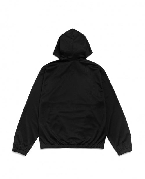 Black Athletic Mesh Zip Hood - number3store.com