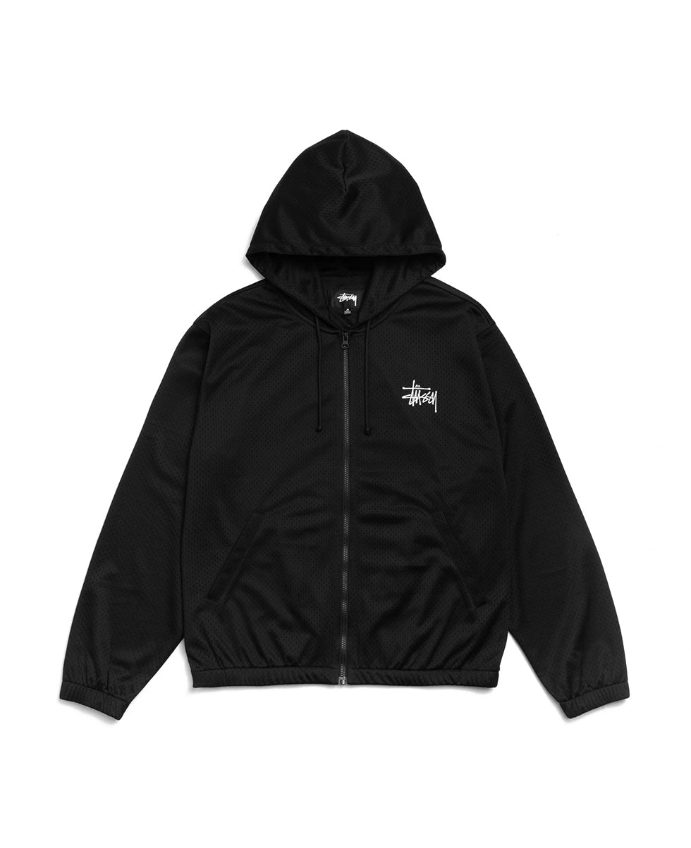 Black Athletic Mesh Zip Hood - number3store.com