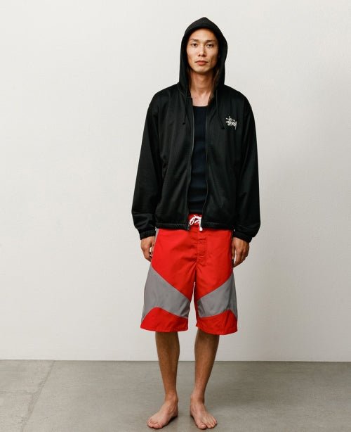 Black Athletic Mesh Zip Hood - number3store.com