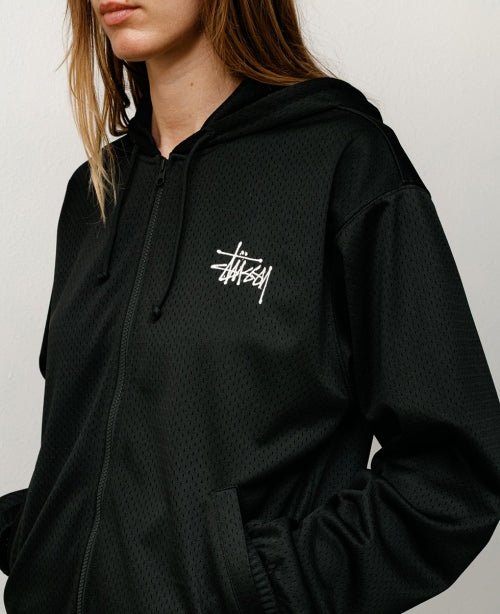 Black Athletic Mesh Zip Hood - number3store.com