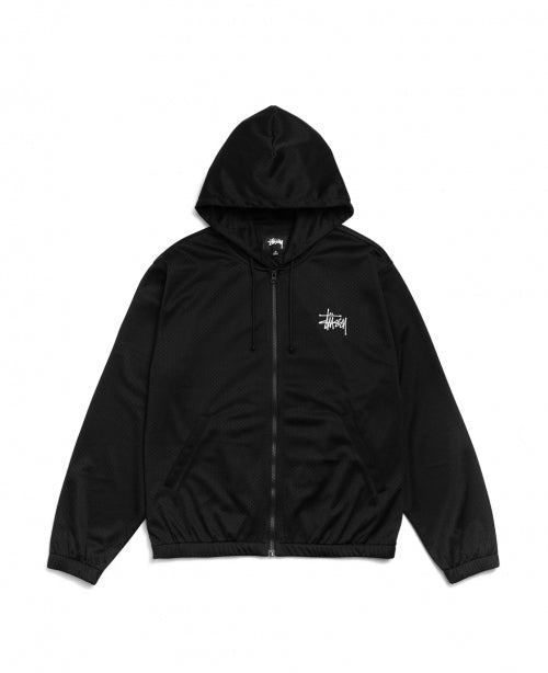 Black Athletic Mesh Zip Hood - number3store.com