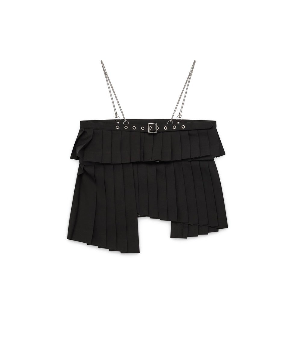 Black Pleated Wool Top - number3store.com