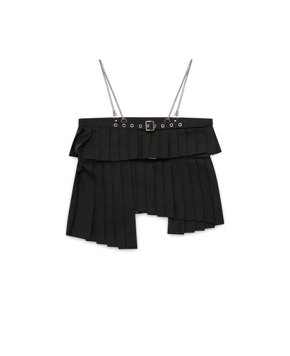 Black Pleated Wool Top - number3store.com