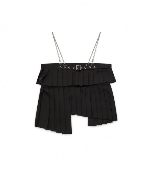Black Pleated Wool Top - number3store.com