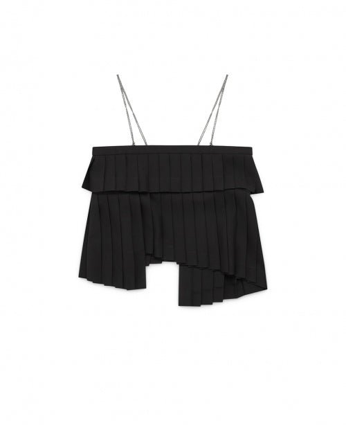 Black Pleated Wool Top - number3store.com