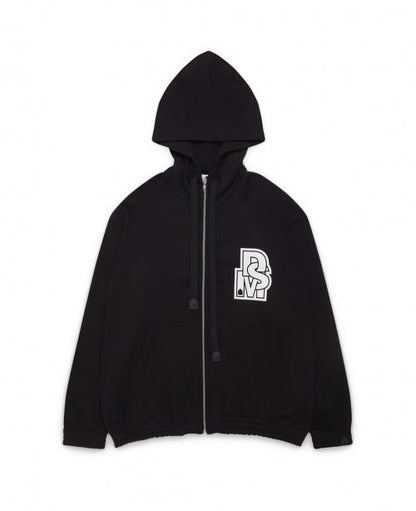 Black Zipped Hoodie - NUMBER 3