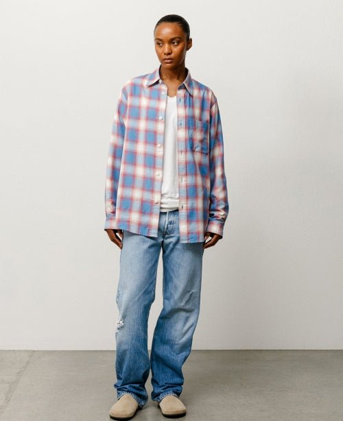 Blue Ombre Plaid Shirt - number3store.com