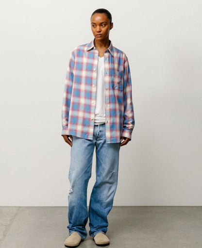 Blue Ombre Plaid Shirt - number3store.com